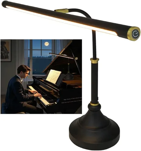 HomeFocus - Lámpara de piano, lámpara de piano, lámpara de música, luz de lectura para el cuidado de los ojos, lámpara de escritorio, negro