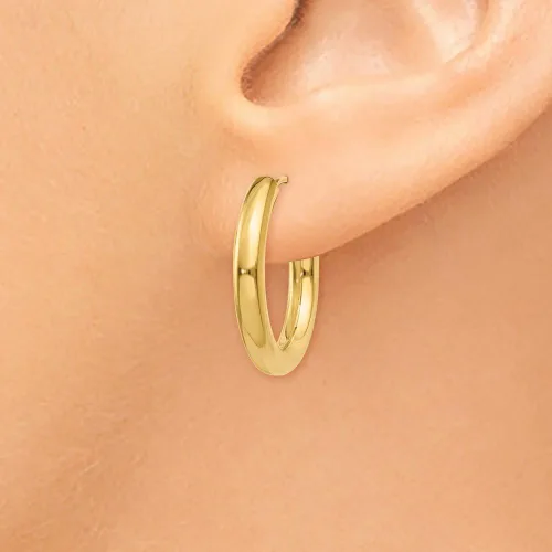 Miniatura 3 de 3mm x 20mm 14K oro amarillo pulido Endless Tubo arete de aro