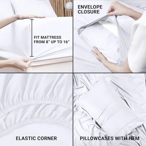 Miniatura 327 de Utopia Bedding Juego de sábanas Queen – Sábanas de 4 piezas para cama tamaño Queen, microfibra suave y transpirable, incluye 1 sábana bajera, 1 Gris