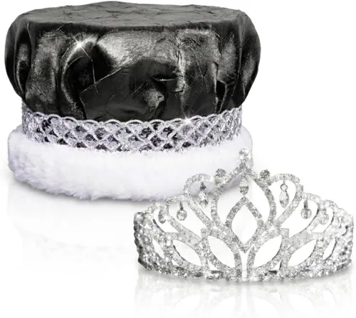 Anderson's Royal Grandeur Set, Mirabella Tiara/Corona de Satén Triturado/Banda Plateada/Ribete de Piel