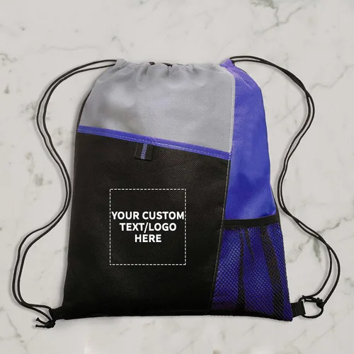 Miniatura 22 de DISCOUNT PROMOS Juego de mochilas con cordón no tejidas personalizadas de 10/50/100, paquete personalizado a granel