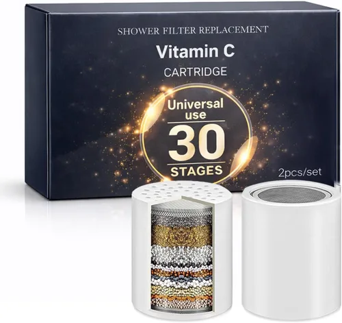 Miniatura 8 de Cartucho de repuesto de filtro de ducha de 15 etapas (paquete de 4) filtro de ducha con vitamina C para agua dura, filtro de agua de ducha que