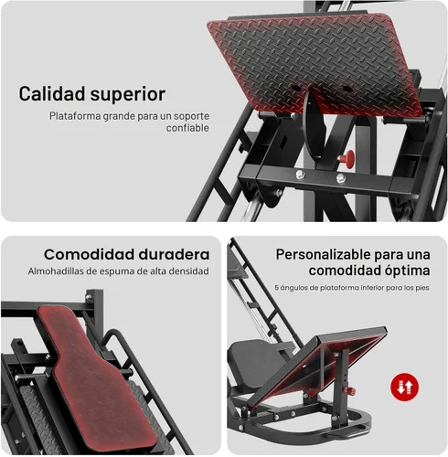 Miniatura 8 de Dripex Combo de máquina de sentadillas para gimnasio en casa, máquina de prensa de piernas ajustable para entrenamiento completo de la parte
