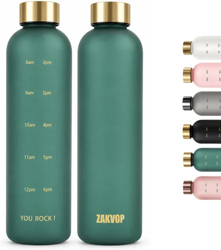 Miniatura 11 de Botella de agua de 32 onzas con tiempos para beber, botella de agua motivacional ligera con marcador de tiempo, sin BPA, reutilizable