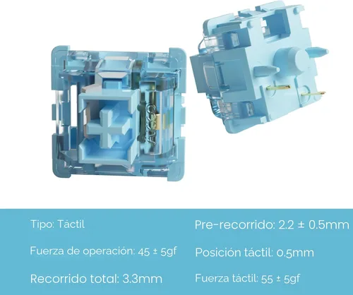 Miniatura 2 de Akko V3 Creamy Blue Pro - Interruptor de teclado con vástago a prueba de polvo para teclado mecánico gaming, interruptores de teclas táctiles Azul