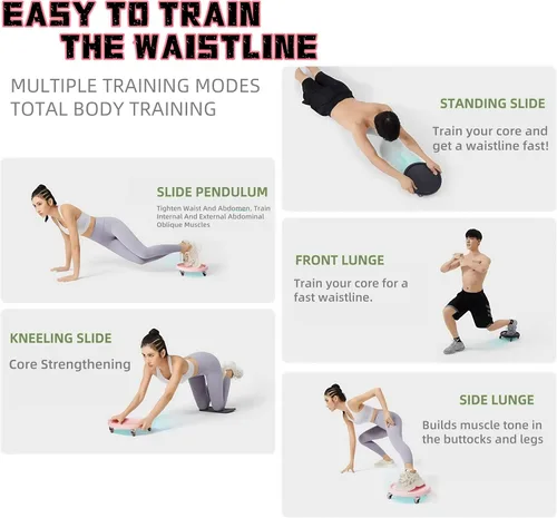 Miniatura 2 de Rueda de rodillo abdominal, tabla de rueda abdominal multifuncional para mujer con paspartú, rotación de 360°, para gimnasio en casa, quema de grasa