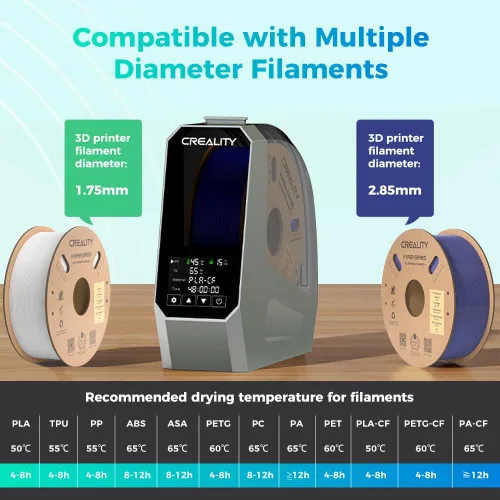 Miniatura 6 de Creality Space Pi - Secadora de filamentos de impresora 3D, calentamiento rápido de 360°, caja de secado, almacenamiento de filamento con calentador