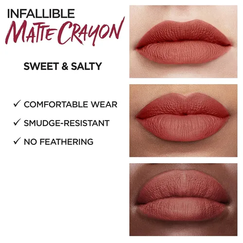 Miniatura 4 de L'Oréal Paris Infallible - Lápiz labial mate, dulce y salado (el embalaje puede variar)