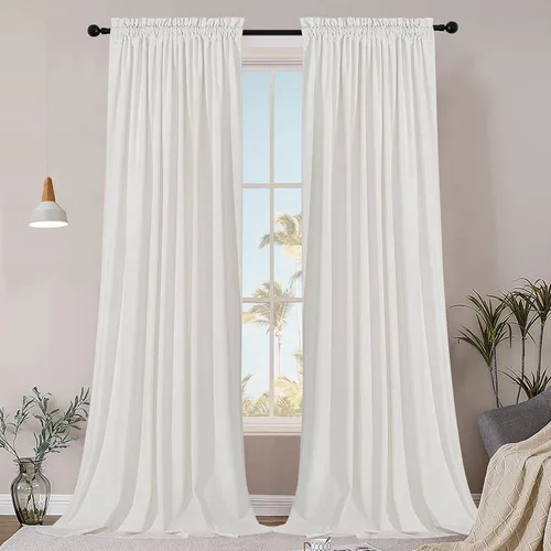 SMILETIME - Cortinas de terciopelo blanco con bolsillo para barra, aisladas térmicamente, suaves, con filtro de luz y privacidad, para dormitorio y