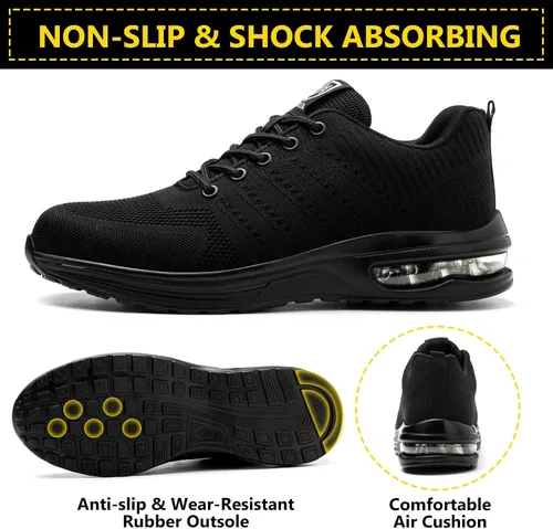 Miniatura 4 de Zapatos de punta de acero para hombres y mujeres, zapatos de trabajo ligeros y cómodos, indestructibles, antideslizantes, zapatos de seguridad