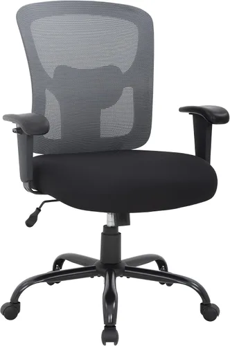 PayLessHere Silla de escritorio ergonómica, silla de oficina, silla de computadora de 500 libras con soporte lumbar, asiento ancho, brazos de Gris