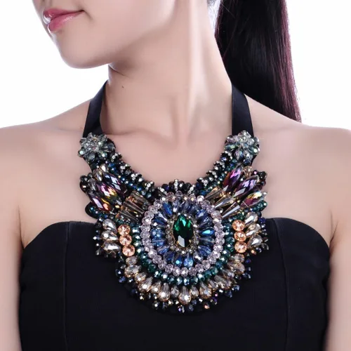 Miniatura 2 de Collar de cristal con estrás, gargantilla gruesa, collar con colgante, collar de moda para mujer