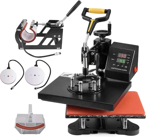 Miniatura 11 de Máquina de prensa de calor Slendor 12x15 pulgadas, máquina de prensado digital de 360 grados 5 en 1 para camisetas, tazas, sombreros, placas