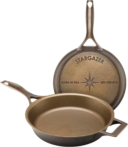 Stargazer - Sartén de hierro fundido de 12 pulgadas | Fabricada en EE. UU., sazonada, sartén de primera calidad para asar, sellar, hornear y más –