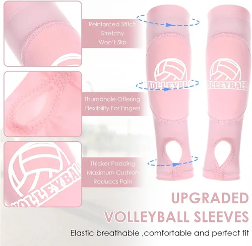 Miniatura 3 de Abeillo 1 par de mangas de voleibol para brazos, mangas de antebrazo para pasar y golpear con almohadillas de espuma de protección y orificio