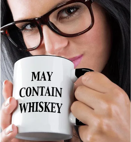 Miniatura 2 de 3dRose May Contain - Taza de whisky, 11 onzas, color negro