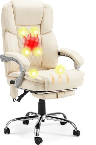 Miniatura 13 de HOMREST Silla de Oficina de Masaje de 6 Puntos con Soporte Lumbar, Silla de Oficina Ejecutiva Calefaccionada con Respaldo Reclinable, Silla de negro