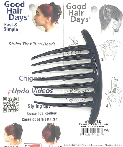 Miniatura 3 de Good Hair Days Peine giratorio francés – Peine curvado de 7 dientes para elegantes updos, joyería nupcial y accesorios para horquillas