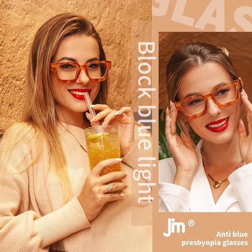Miniatura 2 de JM Paquete de 3 lentes de lectura cuadrados estilo Oprah para mujeres y hombres, lectores rectangulares de gran tamaño, con bisagra de resorte