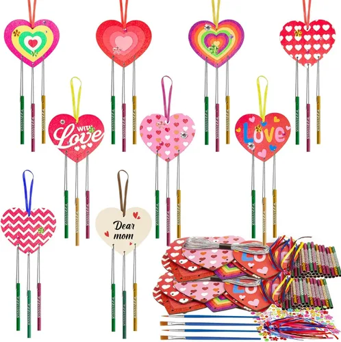 Miniatura 7 de Fennoral Paquete de 12 carillones de viento, manualidades de primavera para niños, artes y manualidades de madera para niñas y niños, haz tus Hueso