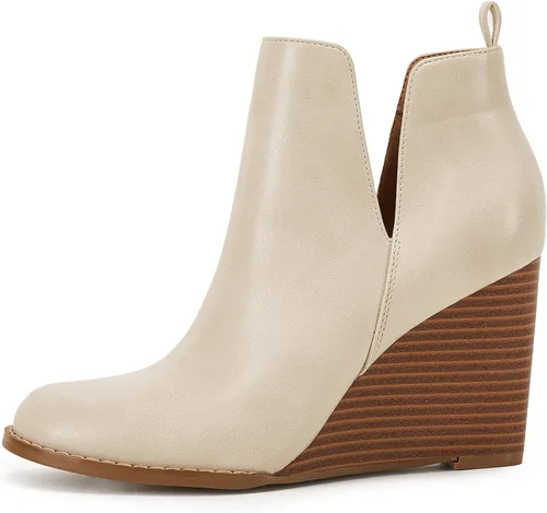 Miniatura 2 de PiePieBuy Botines clásicos de punta puntiaguda para mujer, botas de tacón grueso