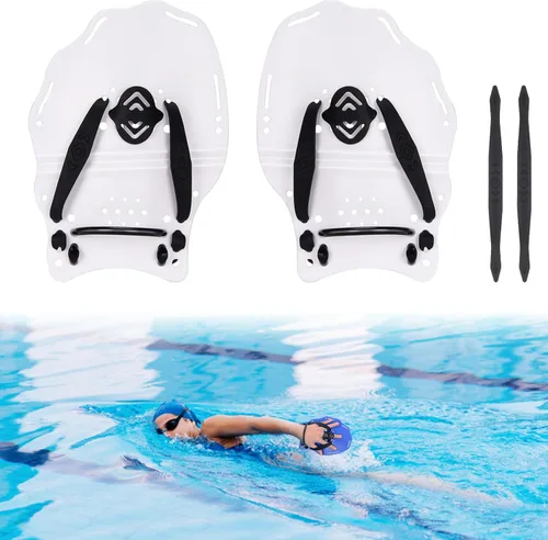 Miniatura 8 de Hikeen Paleta de natación para adultos y jóvenes, paletas de mano de entrenamiento de natación con correas ajustables, paletas de mano de natación