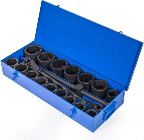 Miniatura 6 de Stark USA Juego de 9 piezas de llaves de impacto profundo de 1 pulgada de 6 puntos (1 pulgada a 2 pulgadas) CR-MO resistente, servicio de neumáticos