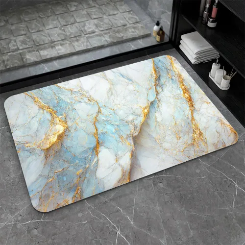 Miniatura 7 de Tapete de baño de tierra de diatomeas, arte abstracto, sol dorado, antideslizante, volumen súper absorbente, de secado rápido para baño, cocina