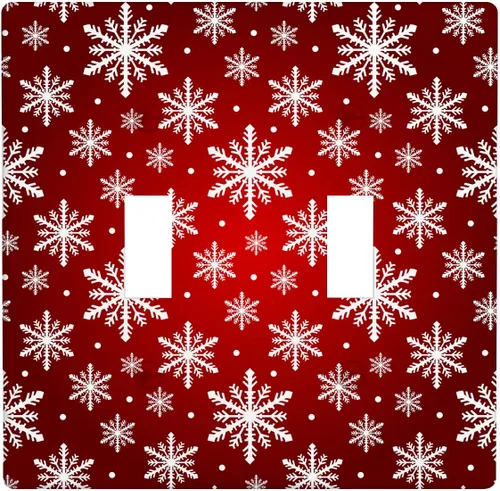 Miniatura 71 de Cubierta de interruptor de luz dúplex de 1 banda, cubierta decorativa de Navidad con copos de nieve rojos, placa frontal decorativa para cocina