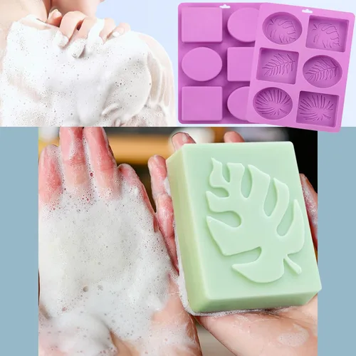 Miniatura 2 de Paquete de 2 moldes de silicona para jabón, diseños de hojas tropicales y estilo hawaiano para hacer jabón hecho a mano, moldes de silicona Jabón