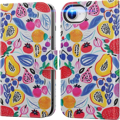 Miniatura 59 de DEENAKIN Funda tipo cartera para iPhone 15 con tarjetero + clip para efectivo, bloqueo RFID, protección contra caídas de grado militar y obras