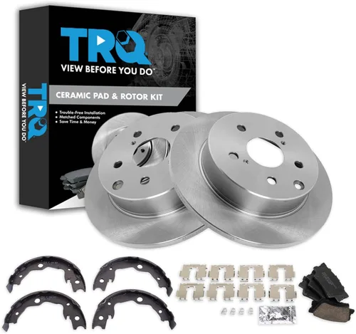 Miniatura 93 de TRQ Kit de pastillas de freno y rotor Posi trasero premium con zapatas de estacionamiento para camión GM SUV