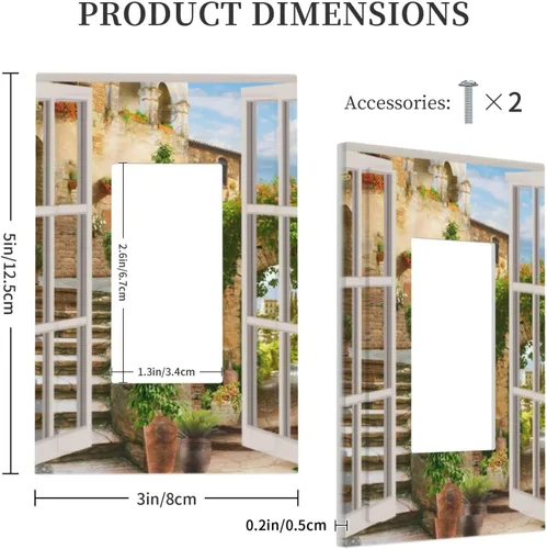 Miniatura 5 de Cubierta de Interruptor de Luz de 1 Gang con Escena de Flores de Grecia Mediterránea, Dispositivo Individual Basculante/GFCI, Placa Decorativa