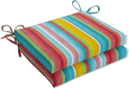 Miniatura 10 de Pillow Perfect Cojín cuadrado para asiento de silla esquinera para interiores y exteriores con lazos, relleno de fibra de felpa, resistente a