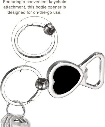 Miniatura 4 de uxcell Llavero abridor de botellas, 2 unidades, abridor de botellas de cerveza de acero inoxidable, llavero plano portátil para hombres, mujeres