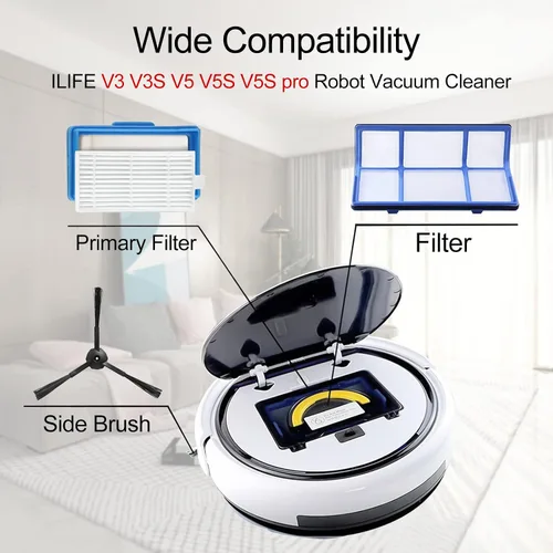 Miniatura 3 de ilovelife Filtro de repuesto y accesorios de cepillo compatibles con robot aspirador ILIFE V3s, V3s pro, V5s, V5s Pro, 10 filtros + 10 cepillos