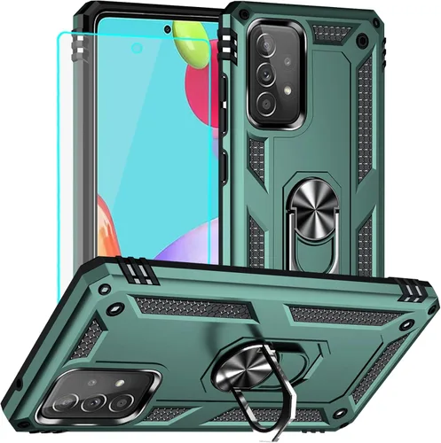 Miniatura 17 de Yiakeng Funda para Samsung A52, Galaxy A52 con protector de pantalla HD, fundas protectoras de grado militar con anillo para Samsung Galaxy A52 5G