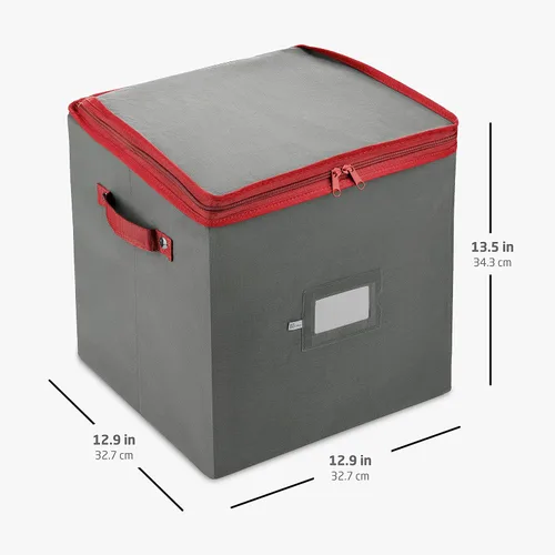 Miniatura 6 de ZOBER - Caja de almacenamiento para adornos navideños, con capacidad para 64 adornos, dos cremalleras, no tejido, a prueba de rasgaduras