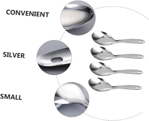 Miniatura 4 de HOMSFOU Cuchara de arroz de 4 piezas Arroz coreano Arroz asiático Utensilios coreanos Cuchara de sopa asiática Cuchara de servir Cuchara asiática