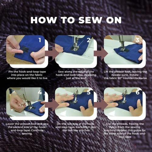 Miniatura 5 de Cinta de gancho y bucle negra de 1 pulgada de ancho para coser, no adhesiva, de 5 yardas de largo, de nylon, cinta de gancho y bucle para tela, Negro