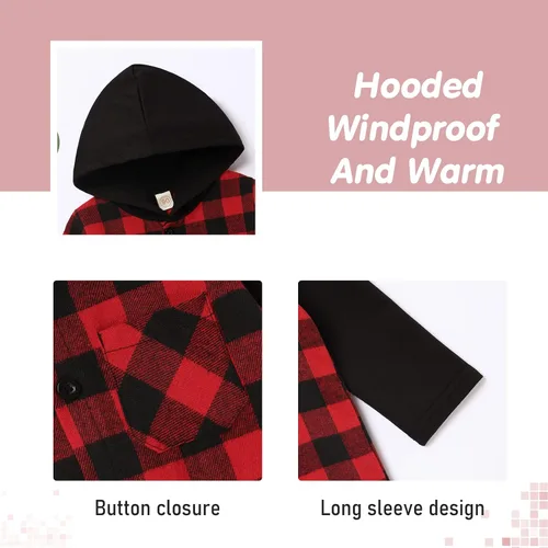 Miniatura 3 de Fuermos Conjunto para niño pequeño - Sudadera y pantalones a cuadros con capucha - Ropa de otoño