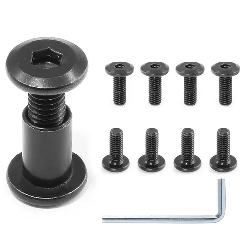 Miniatura 29 de 10 pares (20 piezas) M6 x 0.630 in Tornillo hexagonal con llave Allen, pernos de conector plateados para muebles, tornillos avellanados M6, tuercas