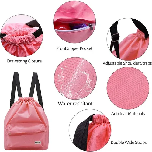 Miniatura 11 de KIKIGOAL Bolsa de natación separada seca y húmeda mochila portátil con cordón impermeable para gimnasio, deportes para piscina y playa