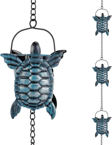 Miniatura 10 de Cadena de lluvia de 13.4 pies, cadenas de lluvia de colibrí para exterior, campana de cadena de lluvia de cobre con 12 tazas, cadena decorativa