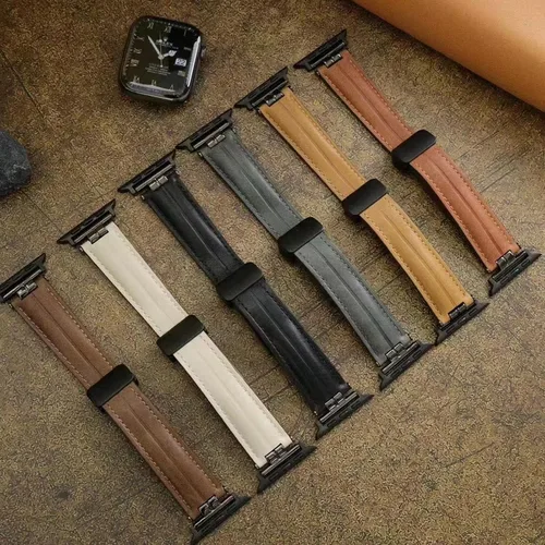Miniatura 5 de Mxiixnai - Correas de cuero compatibles con Apple Watch Band 1.929 in 1.772 in 1.732 in 1.654 in 1.614 in 1.575 in 1.496 in, cuero genuino