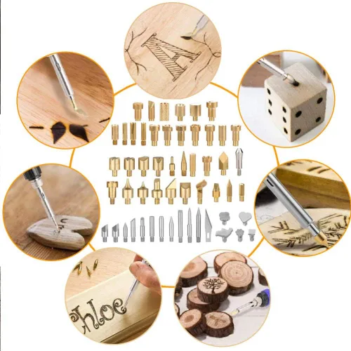 Miniatura 5 de Kit de quemado de madera, herramienta de combustión de madera, temperatura ajustable, kit de pluma pirográfica para quemar madera para adultos, 46
