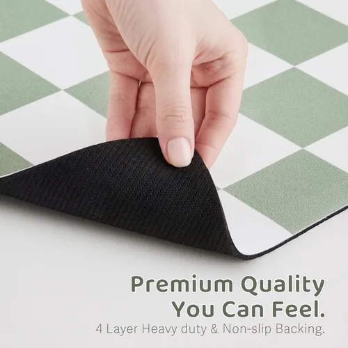Miniatura 6 de Alfombrilla de alimentación para perros a cuadros, tapetes absorbentes para cuenco de comida y agua para perros, dispensador, alfombrilla estética
