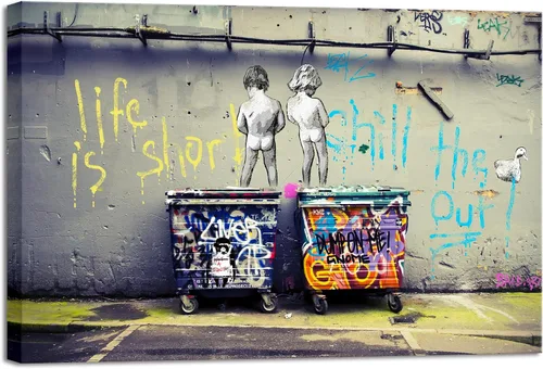 Miniatura 16 de Wieco Art Banksy Lluvia o Graffiti Colorido Callejero Famoso Pinturas en Lienzo Arte de Pared Moderno Inspirador Imágenes de Amor en Gris Impresión