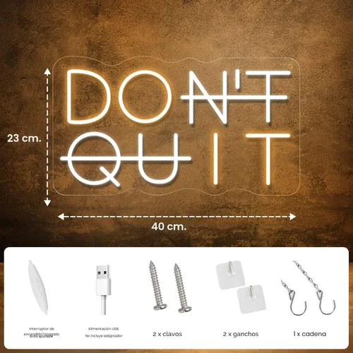 Miniatura 4 de Letrero de neón LED con texto en inglés "Don't Quit" para decoración de pared, luces de neón "DO IT" para decoraciones de fiestas, luces de neón