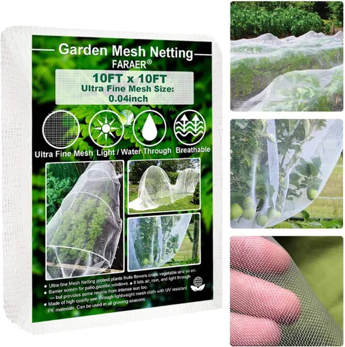 Red de barrera de jardín, cubiertas para plantas de 3,05x3,05 m, red de malla ultrafina para proteger plantas vegetales, frutas, flores, cultivos,